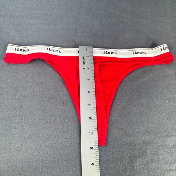 Hanes Womens Size Small 5 Panty Thong Cotton Stretch Red White New Without Tags - Picture 6 of 6
